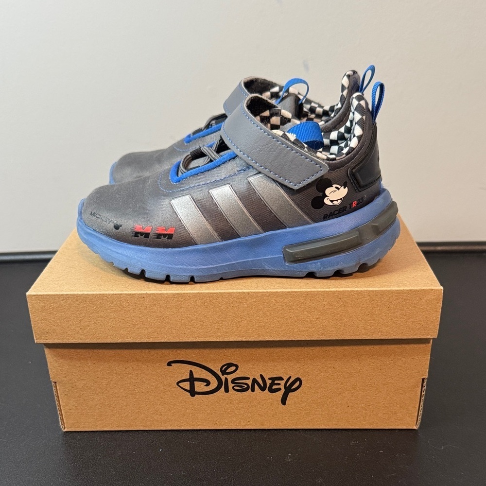 Adidas Disney Grey and Blue Mickey Mouse Racer TR23 Toddler Sneakers 8.5K GUC